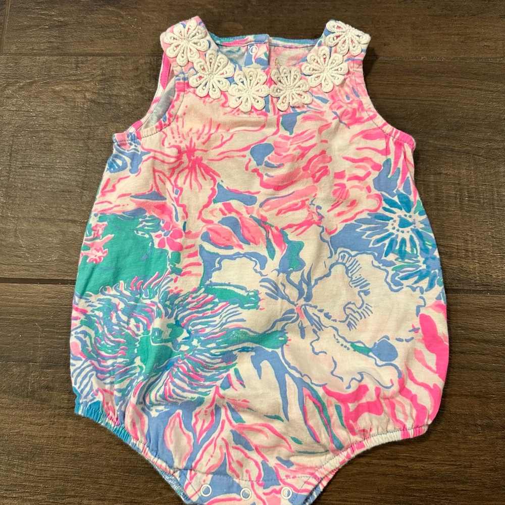 Lilly Pulitzer Pink and Blue Floral Romper